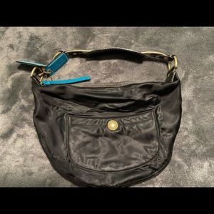 Coach Hampton black satin hobo bag